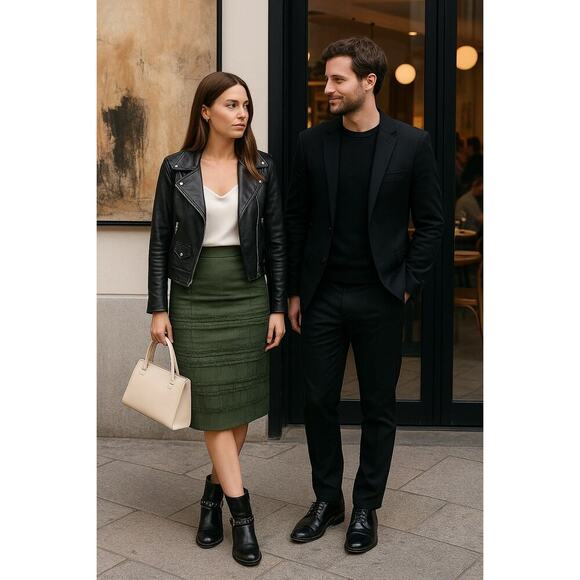 Philosophy di Alberta Ferretti Forest Green Romantic Fall Skirt | Italian Fall - Picture 3 of 16